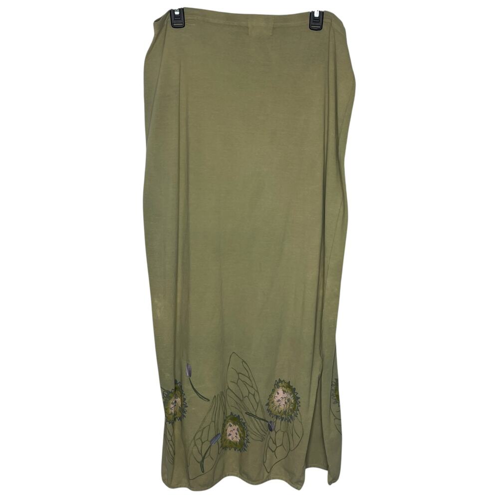 Blue Fish Hand Painted Maxi Skirt Women's 1 16 Green Organic Art To Wear Boho